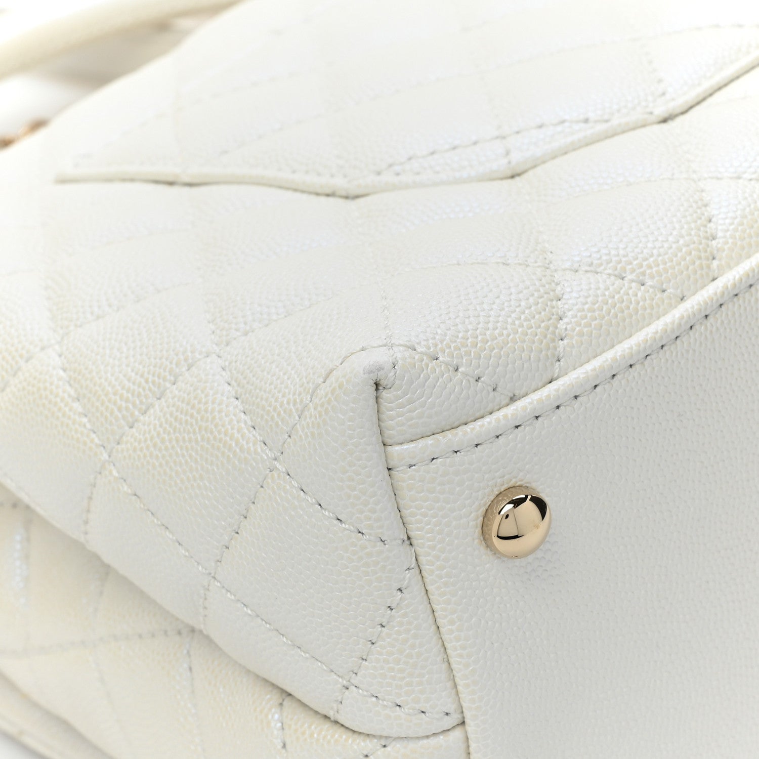 Chanel Iridescent Caviar Quilted Small Coco Handle Flap White 13 of 15