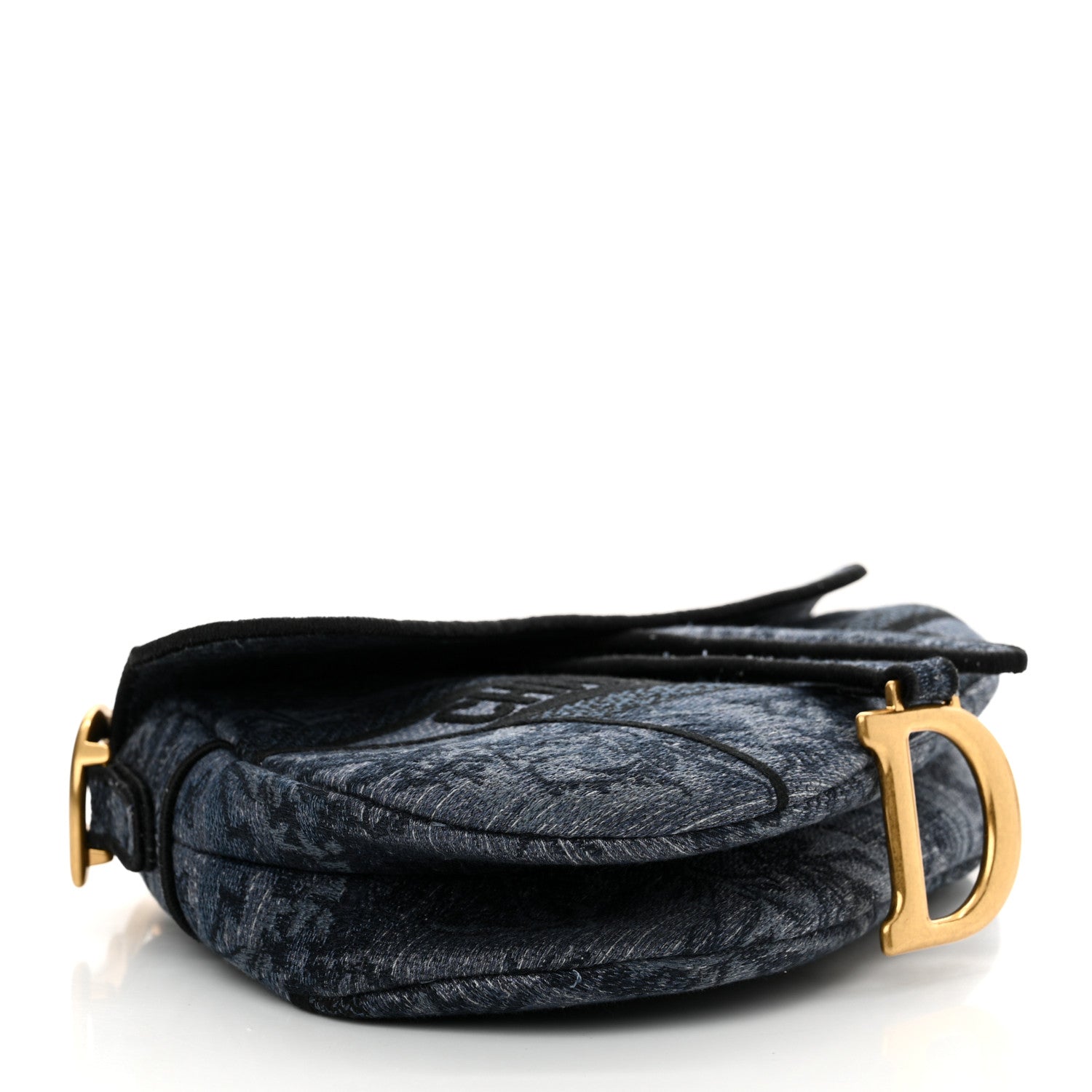 Christian Dior Canvas Embroidered Floral Saddle Bag Blue 3 of 10