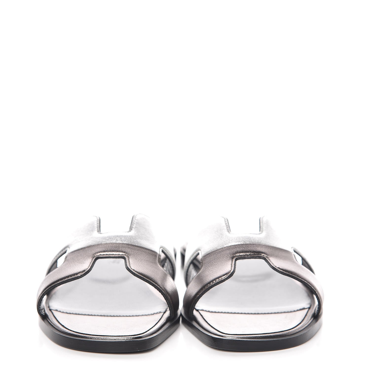 Hermes Metallic Nappa Oran Sandals 35 Canon De Fusil Argent 2 of 9
