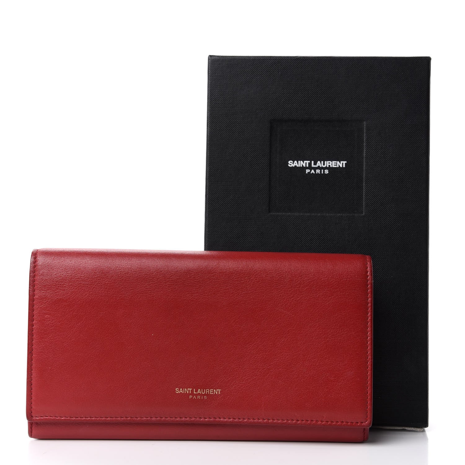 Saint Laurent Calfskin Classic Large Marquage Flap Wallet Red 8 of 8
