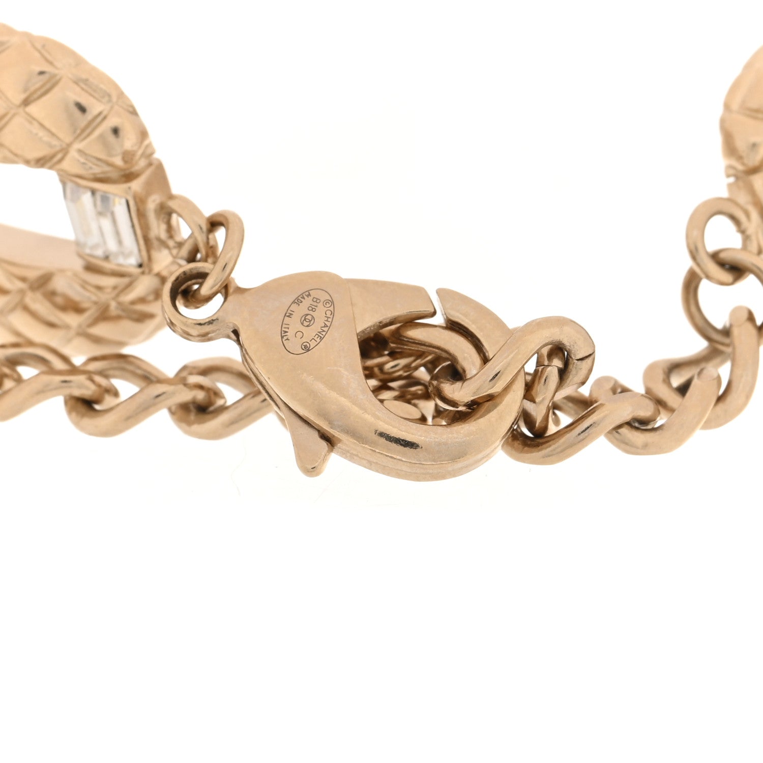 Chanel Baguette Crystal Quilted CC Link Choker Necklace Gold Gold 5 of 5