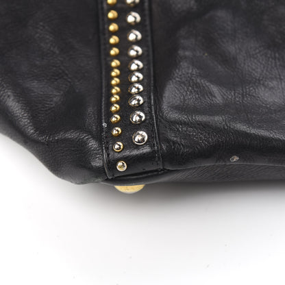 Prada Glace Calfskin Studded Shoulder Bag Black 15 of 16