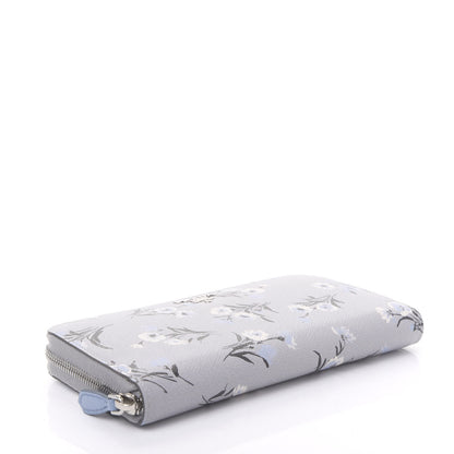 Prada Saffiano Floral Print Metal Zip Around Wallet Acciaio 4 of 10