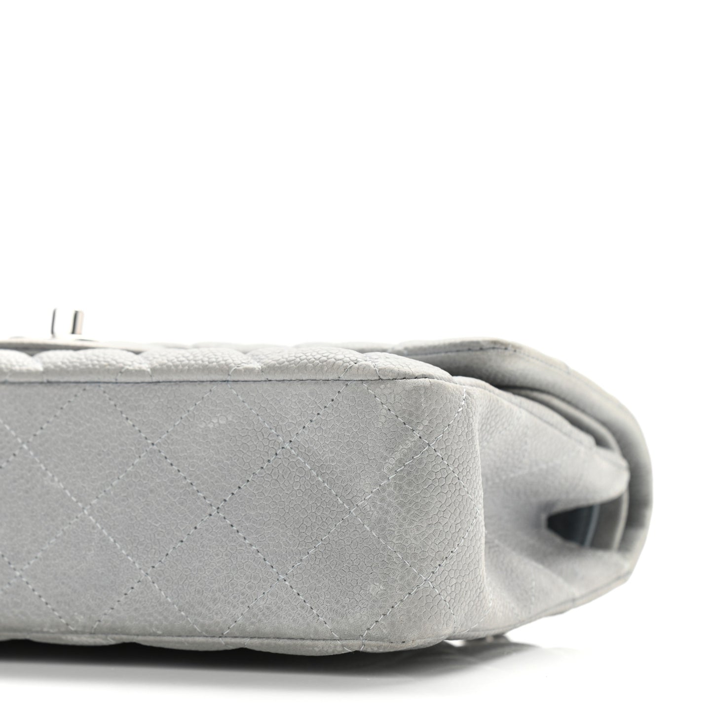 Iridescent Caviar Quilted Medium Double Flap Grey