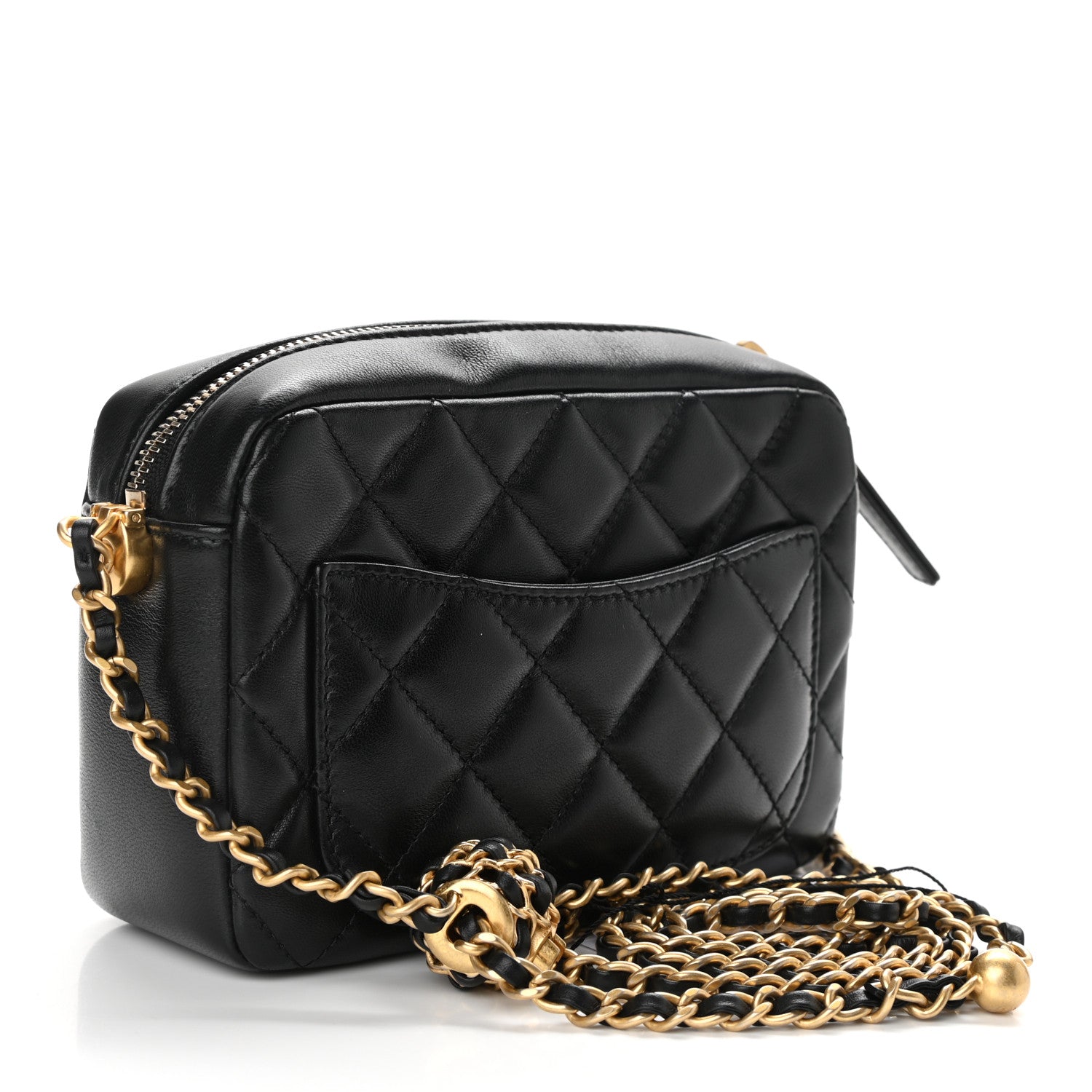 Chanel Lambskin Quilted CC Pearl Crush Camera Case Black 3 of 11