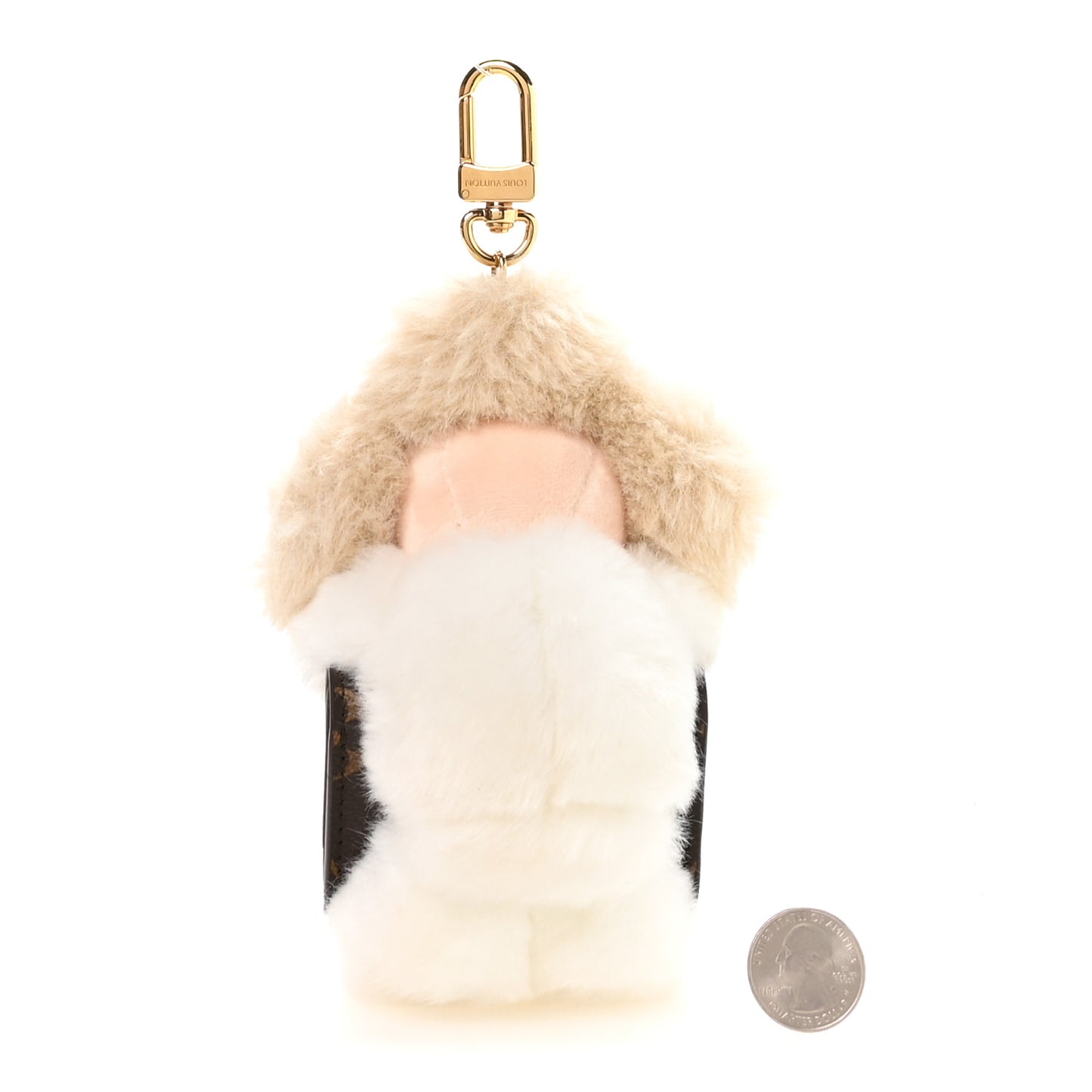 Calfskin Mink Fur Vivienne Bag Charm Key Holder White