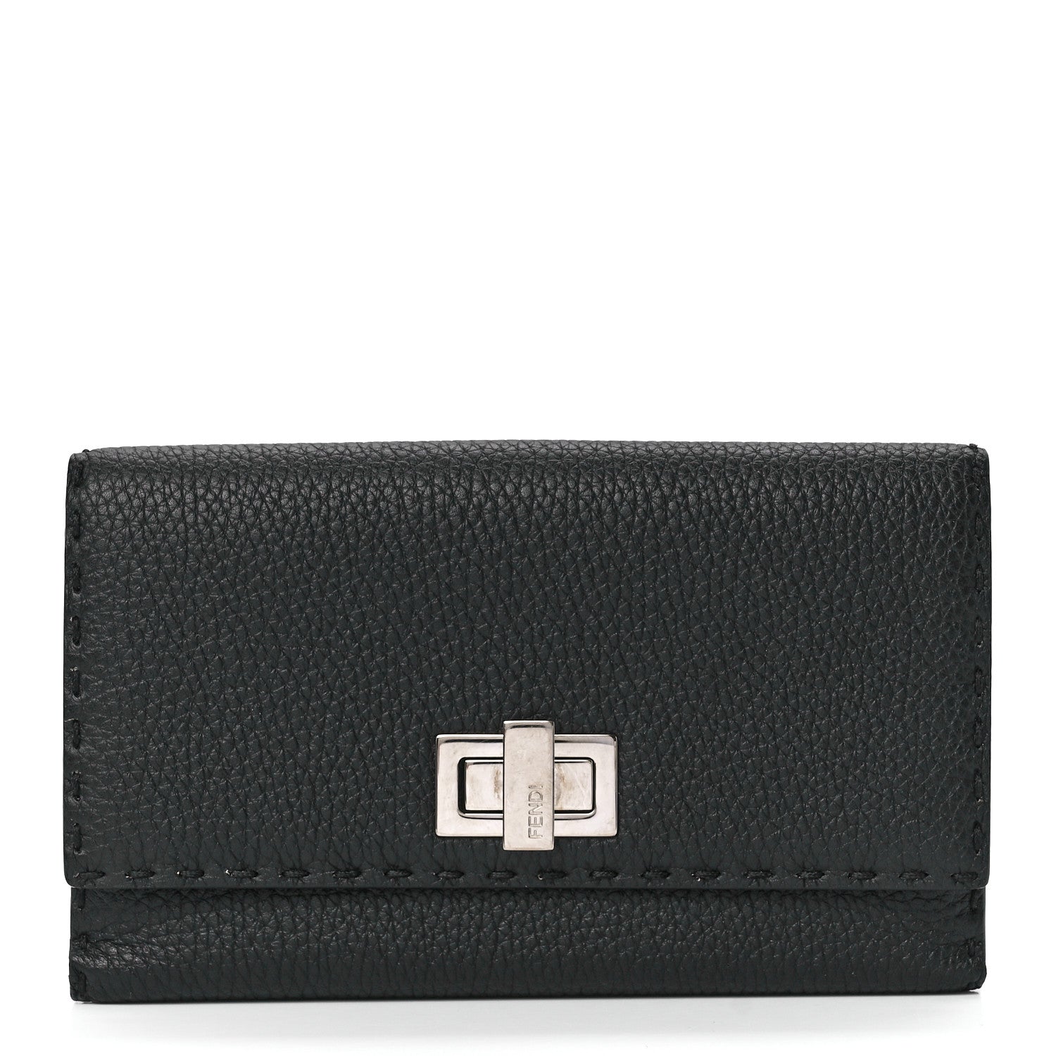 Fendi Cuoio Romano Selleria Peekaboo Continental Wallet Asfalto 1 of 16