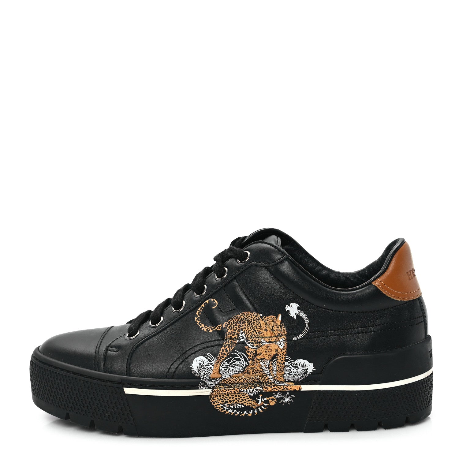 Hermes Calfskin Womens Jungle Love Voltage Sneakers 35 Black 1 of 11