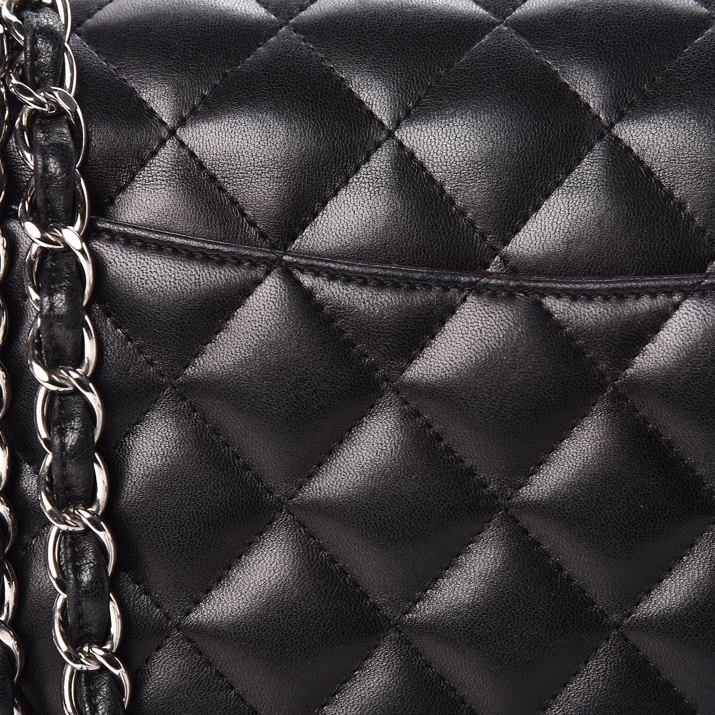 Lambskin Quilted Jumbo Double Flap Black