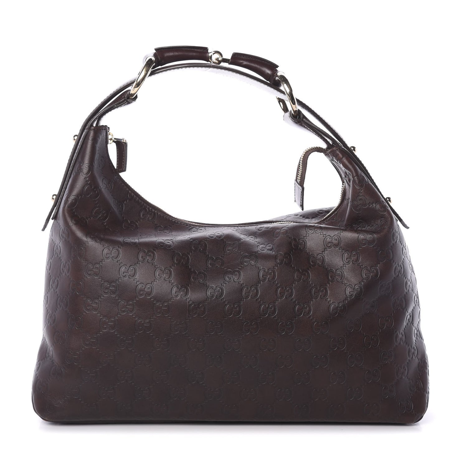 Guccissima Medium Horsebit Chain Hobo Dark Brown