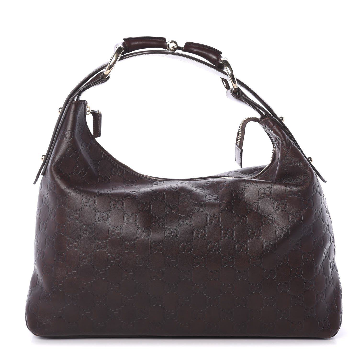 Gucci Guccissima Medium Horsebit Chain Hobo Dark Brown 1 of 8