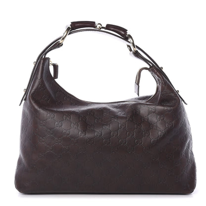 Gucci Guccissima Medium Horsebit Chain Hobo Dark Brown 1 of 8