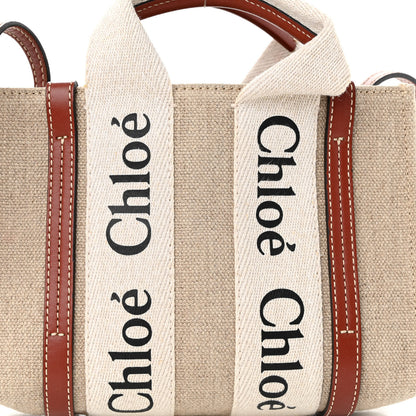 Chloe Cotton Calfskin Mini Woody Ribbon Tote White Brown 7 of 9