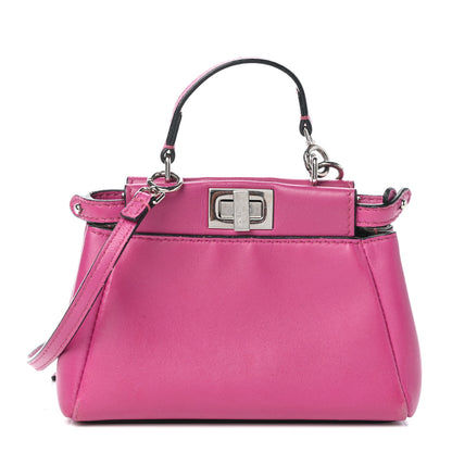 Fendi Nappa Micro Peekaboo Iconic Satchel Magenta 1 of 10