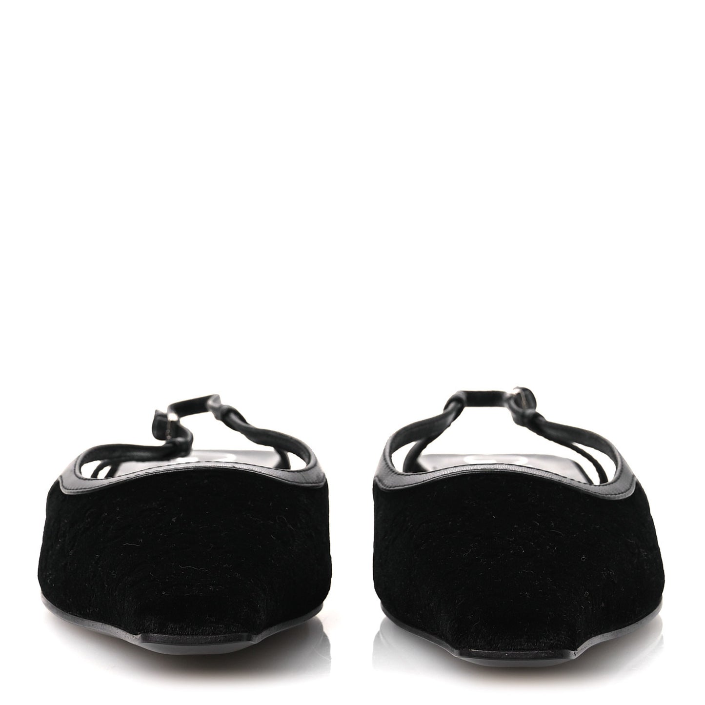 Velvet GG Monogram Slingback Ballet Flats 37.5 Black