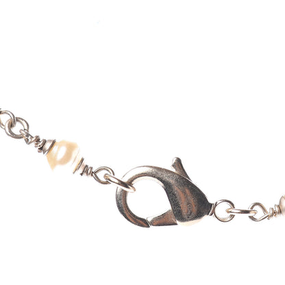 Chanel Pearl Crystal Bead CC Long Necklace Gold Black White 5 of 5