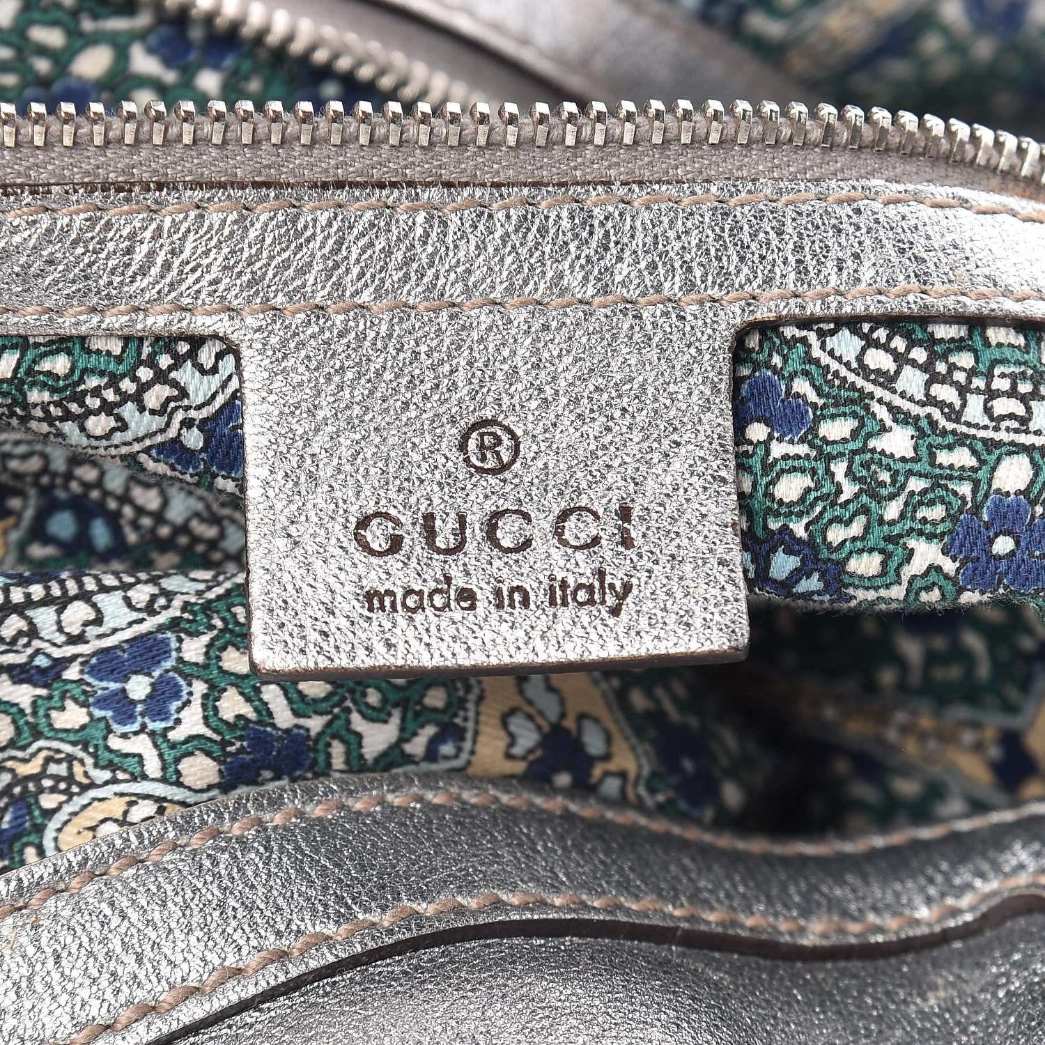Gucci Metallic Calfskin Large Indy Top Handle Hobo Silver 6 of 14
