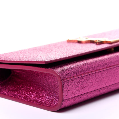 Saint Laurent Metallic Calfskin Monogram Cassandre Clutch Fuchsia 7 of 11