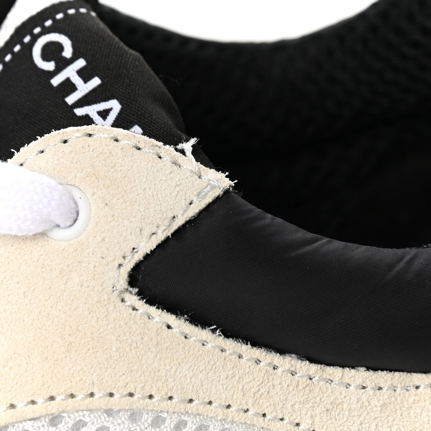 Mesh Suede Calfskin Grained Calfskin Womens CC Sneakers 40.5 White Black