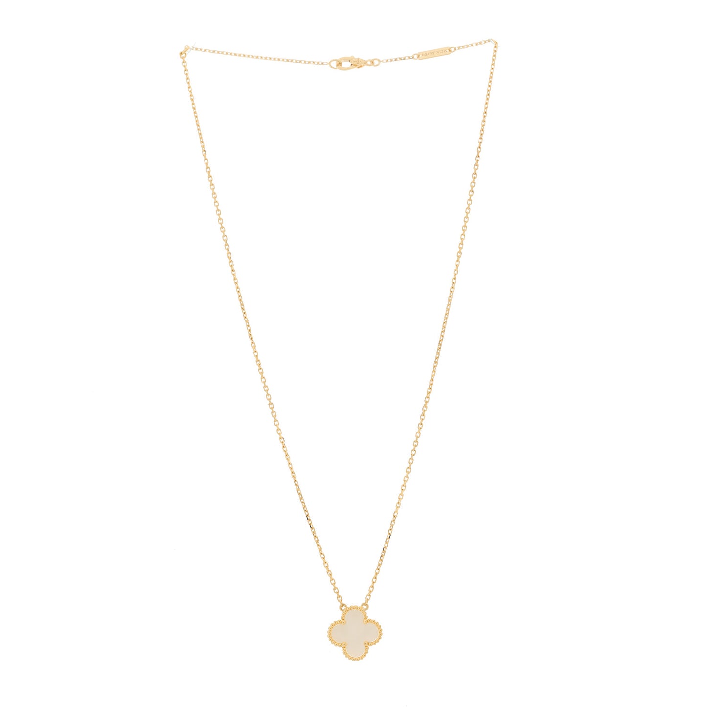 18K Yellow Gold Mother of Pearl Vintage Alhambra Pendant Necklace