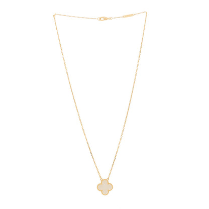 Van Cleef & Arpels 18K Yellow Gold Mother of Pearl Vintage Alhambra Pendant Necklace 3 of 5