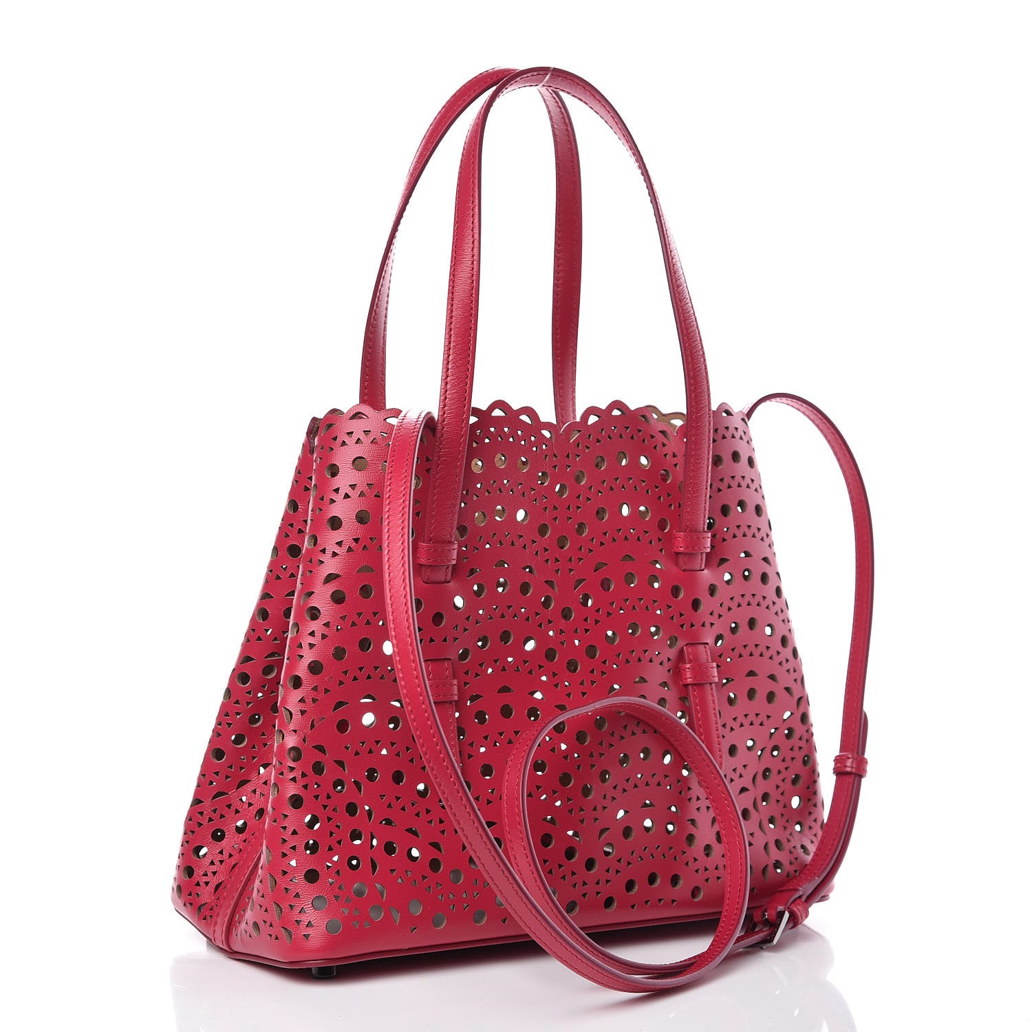 Alaia Calfskin Vienne Wave Mina 25 Bag Framboise 3 of 10