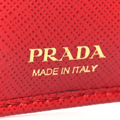 Prada Saffiano Metal Compact Snap Bi-Fold Wallet Fuoco 7 of 13