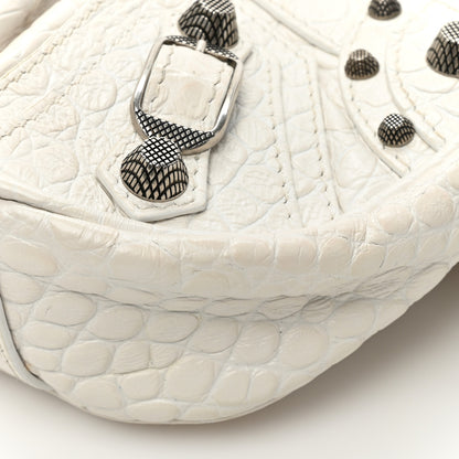 Balenciaga Extra Supple Calfskin Crocodile Embossed Le Cagole Shoulder Bag XS White 13 of 16