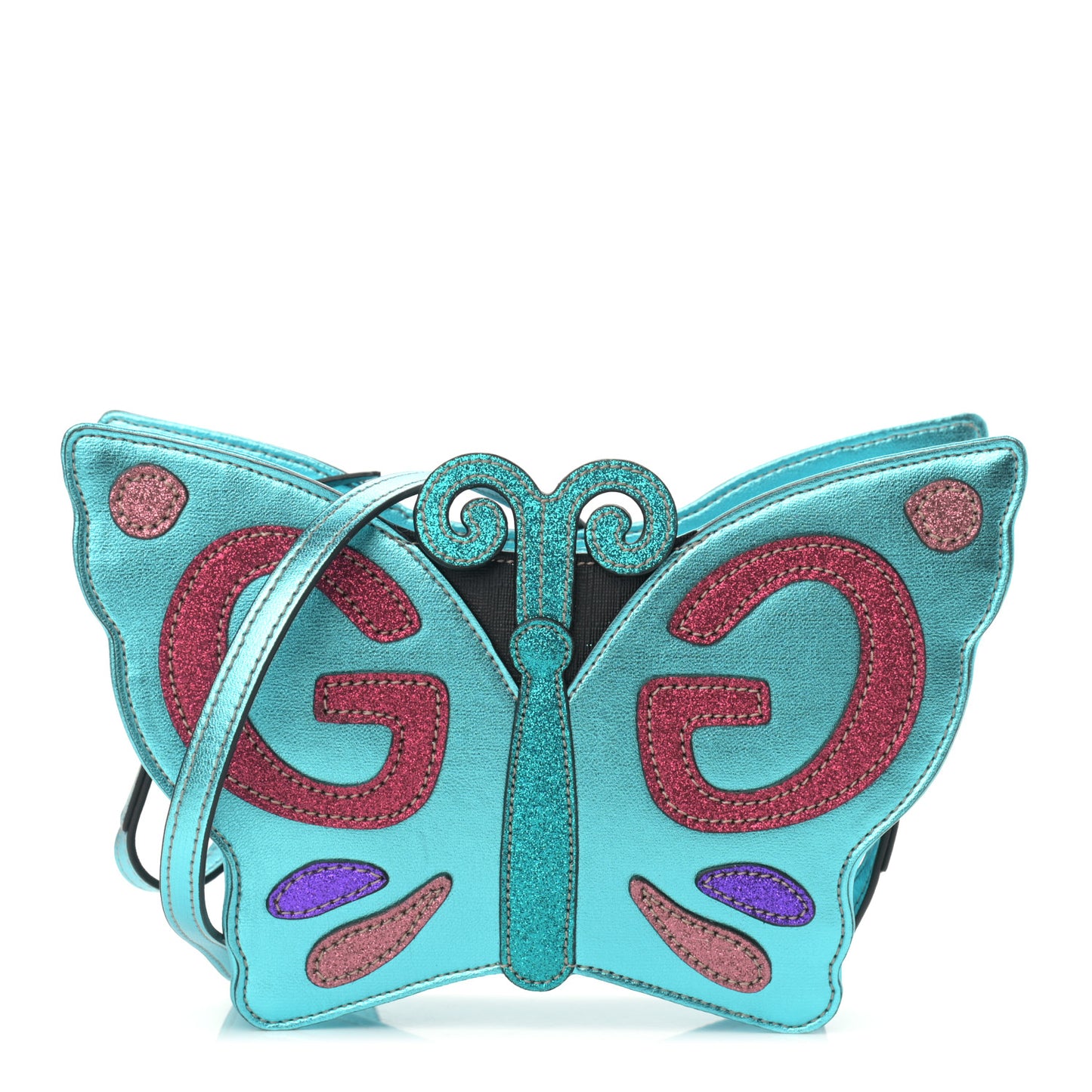 Metallic Calfskin Childrens Butterfly Bag Blue