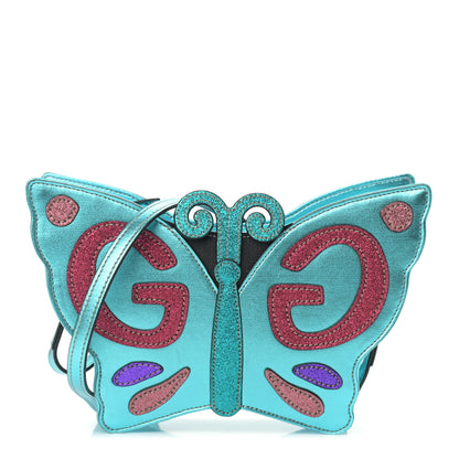 Gucci Metallic Calfskin Childrens Butterfly Bag Blue 1 of 11