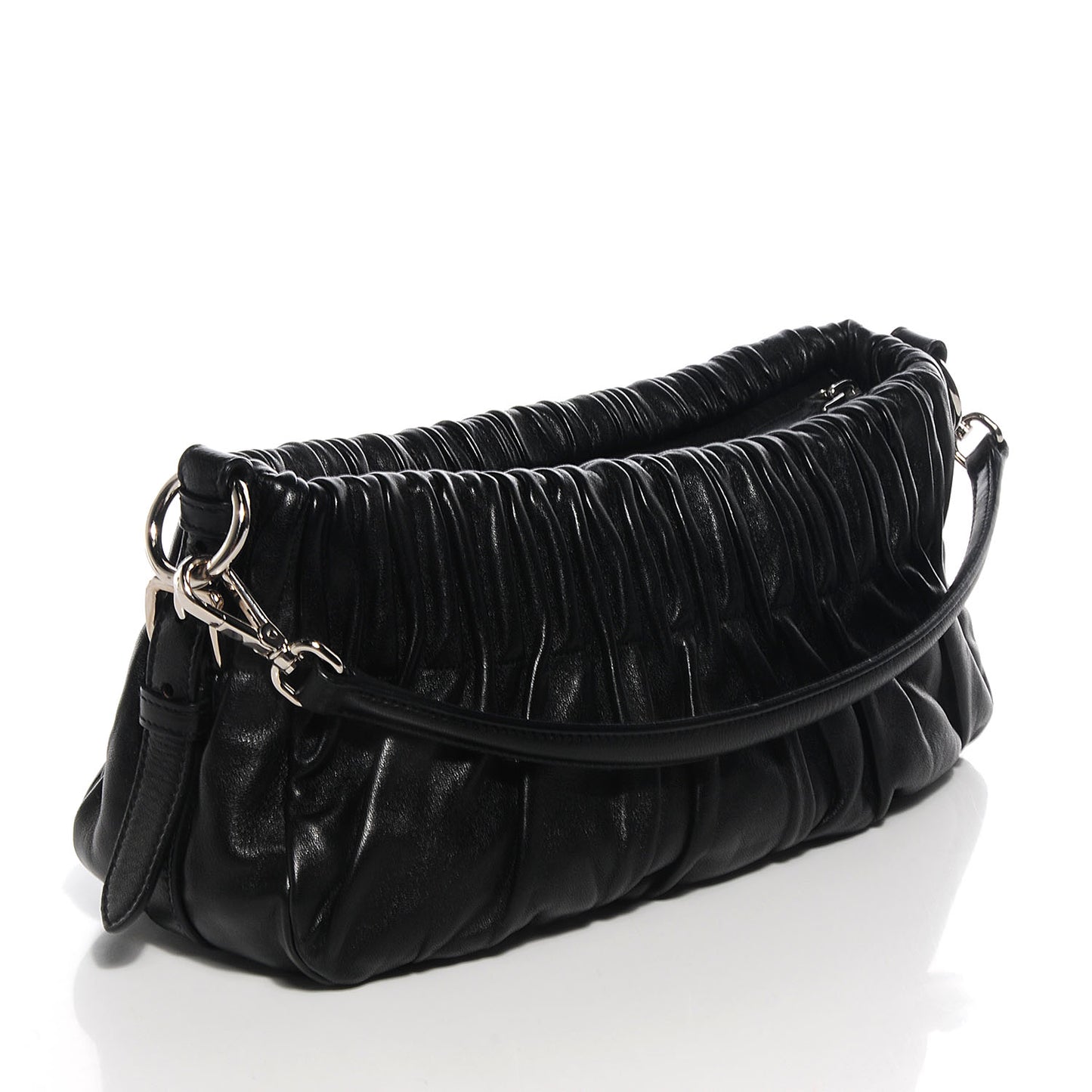 Nappa Drapes Shoulder Bag Nero Black