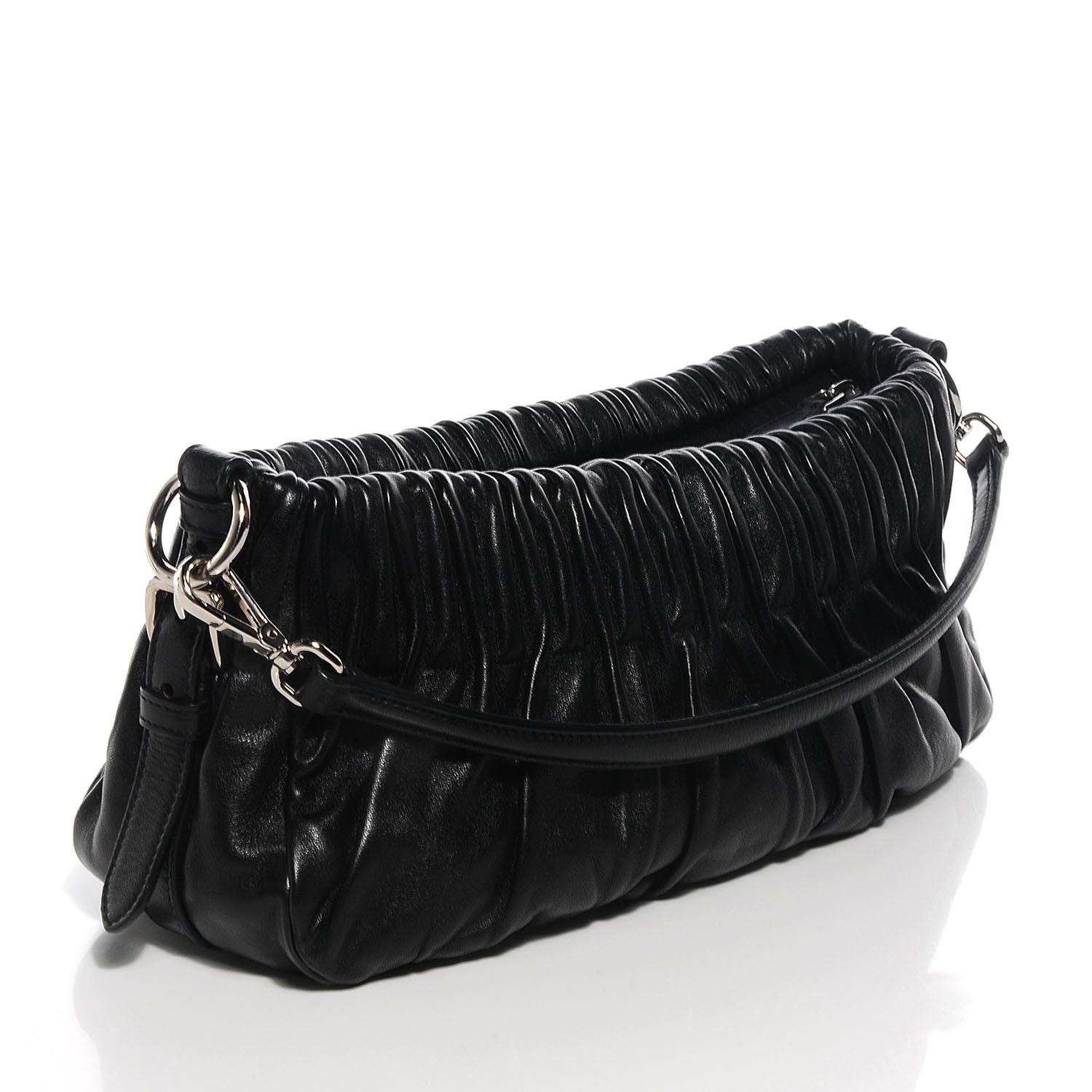 Prada Nappa Drapes Shoulder Bag Nero Black 4 of 28