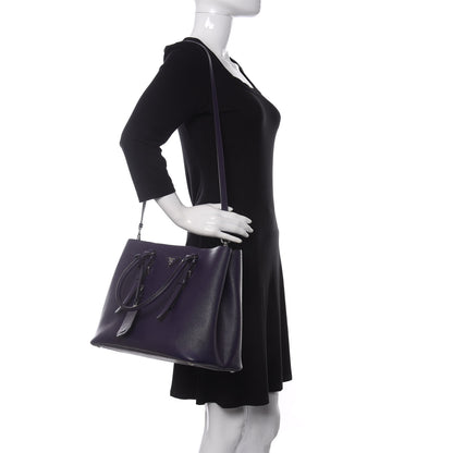 Prada Saffiano Cuir Medium Double Handle Tote Viola 2 of 10