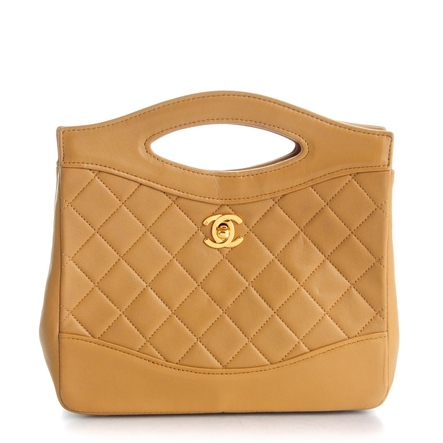 Lambskin Quilted Shoulder Bag Beige