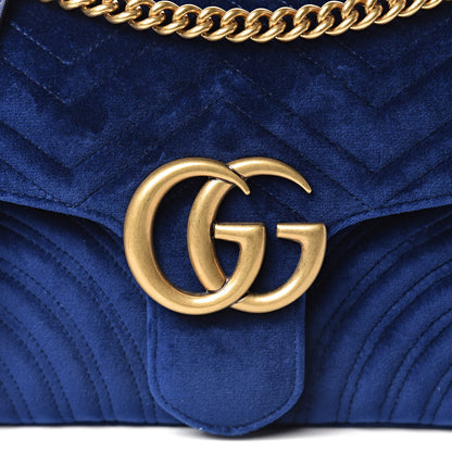 Gucci Velvet Matelasse Medium GG Marmont Shoulder Bag Cobalt Blue 11 of 11
