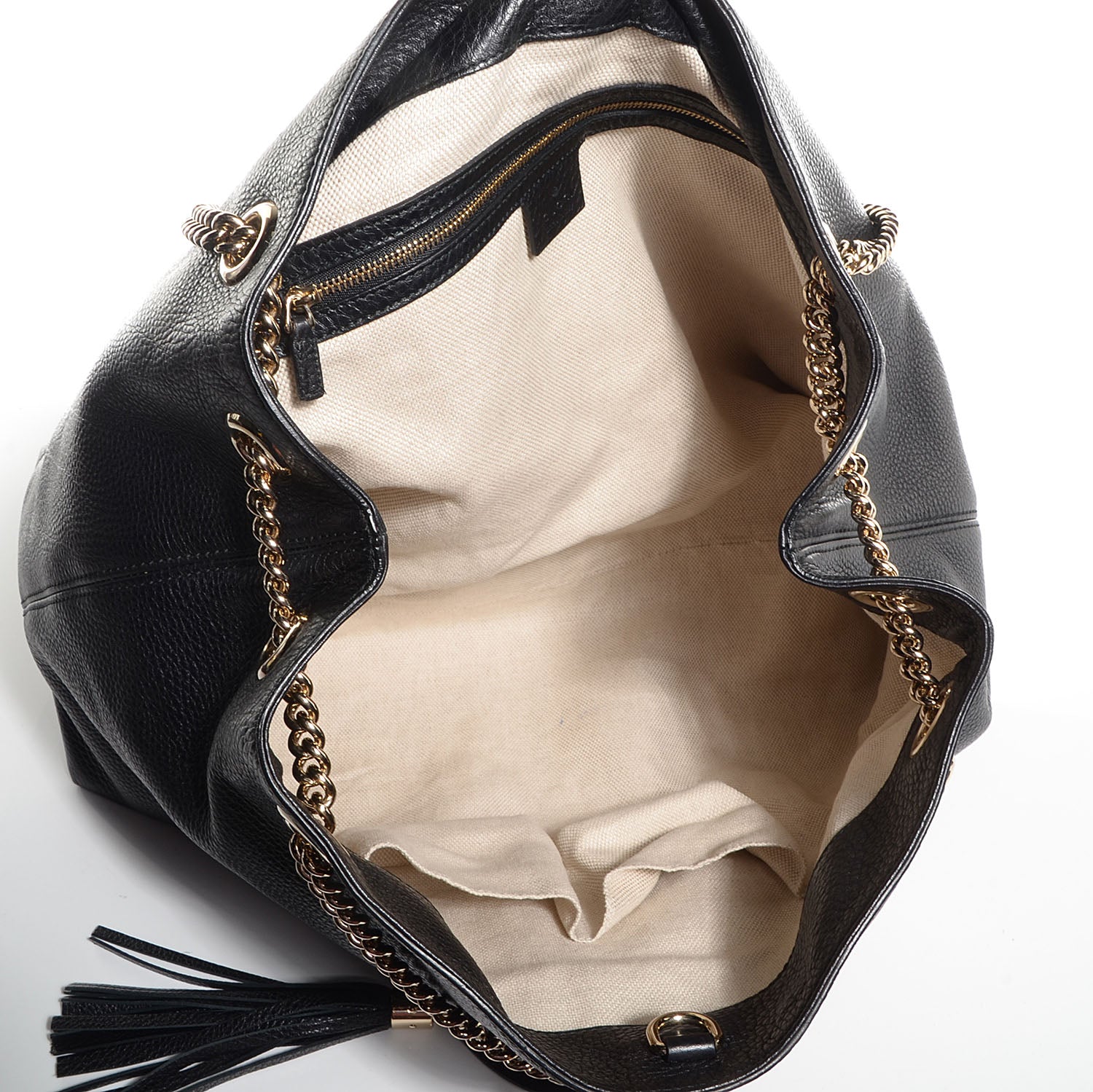 Gucci Pebbled Calfskin Large Soho Chain Shoulder Bag Black 5 of 9