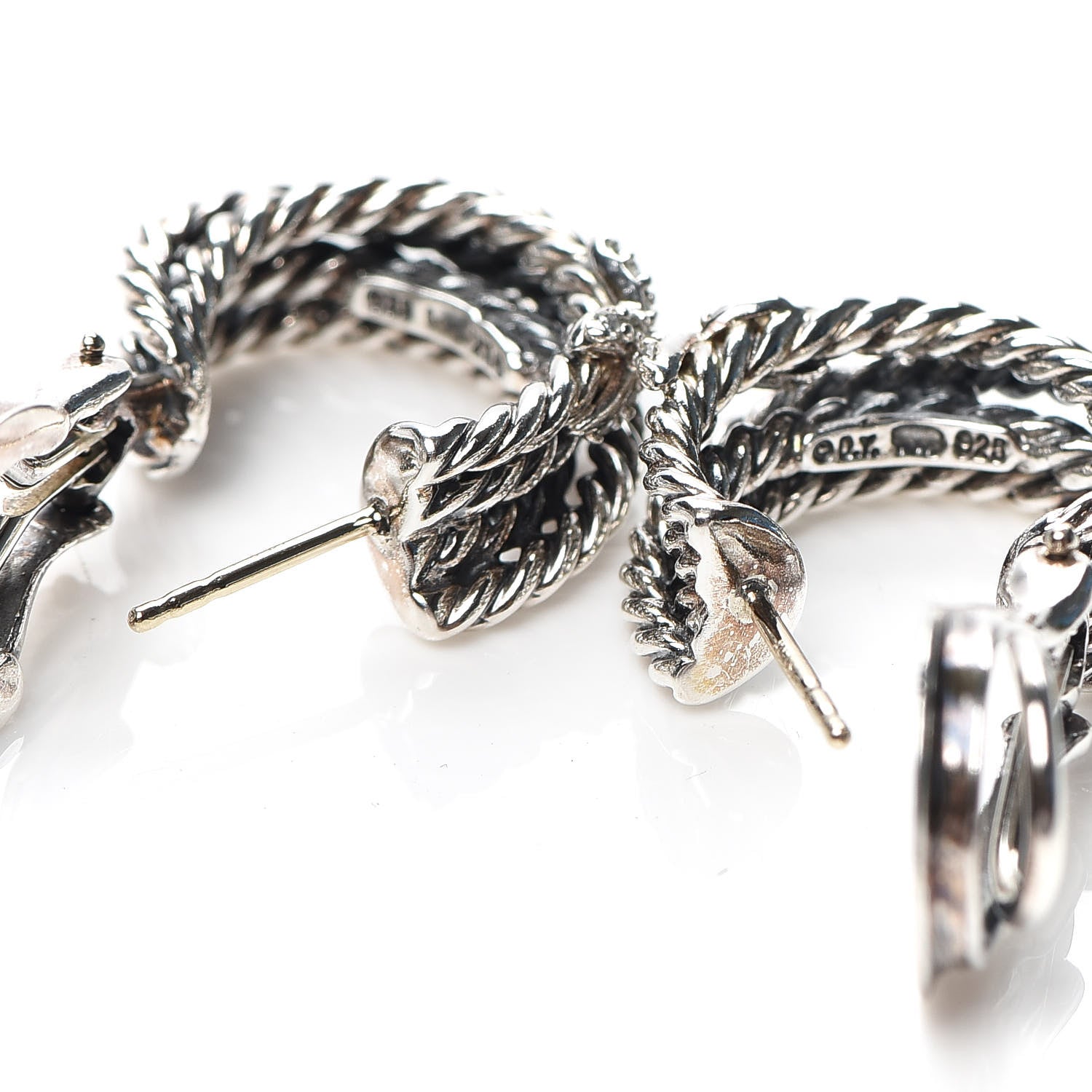 David Yurman Sterling Silver Diamond Crossover X Earrings 3 of 4