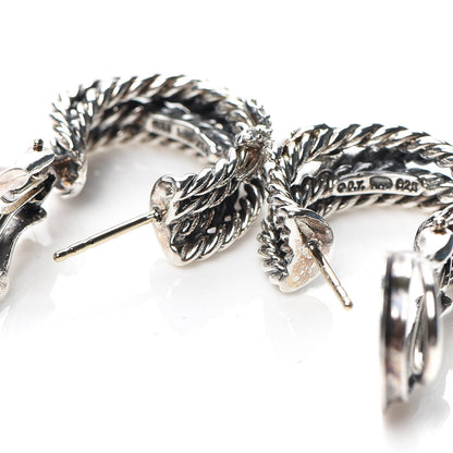 David Yurman Sterling Silver Diamond Crossover X Earrings 3 of 4