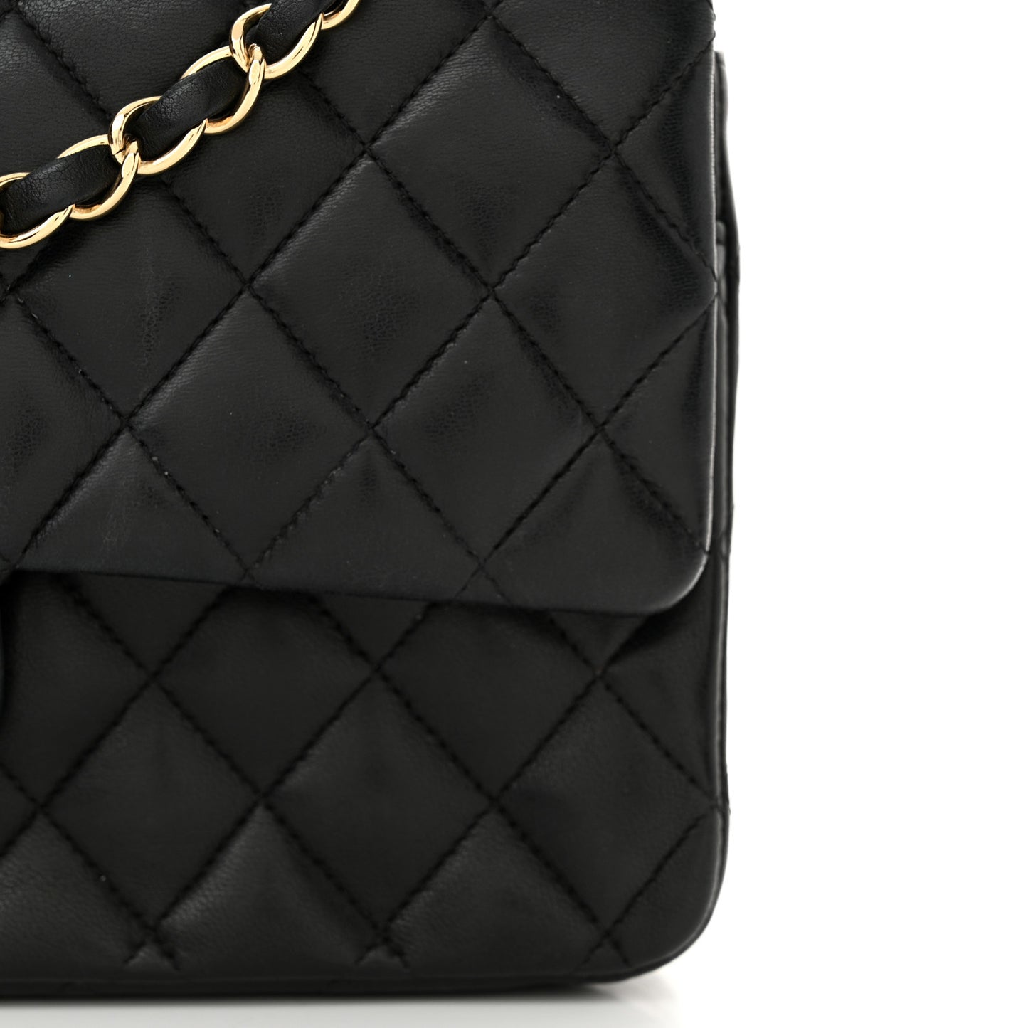 Lambskin Quilted Medium Double Flap Black