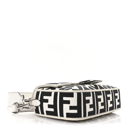 Fendi Canvas Vitello King FF Embroidered Baguette White Black 4 of 11