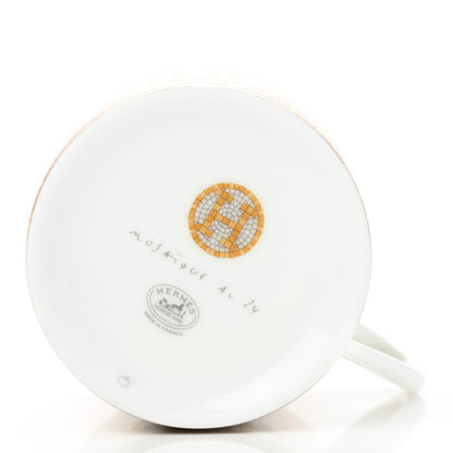 Hermes Porcelain Mosaique Au 24 Gold Coffee Cup and Saucer Set of 2 5 of 7