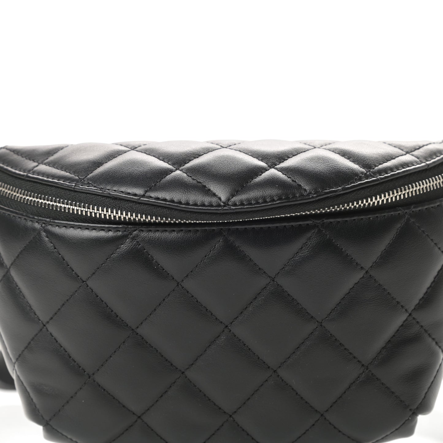 Lambskin Quilted Waist Belt Bag Black