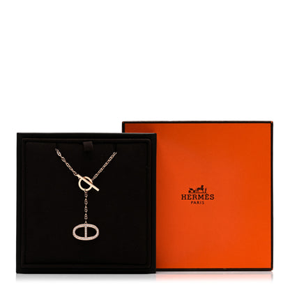 Hermes 18K Rose Gold Diamond GM Chaine D'Ancre Contour Pendant Necklace ST 5 of 5