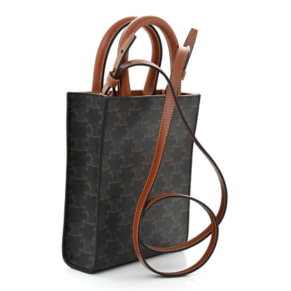 Celine Triomphe Canvas Calfskin Mini Vertical Cabas Tan 3 of 9