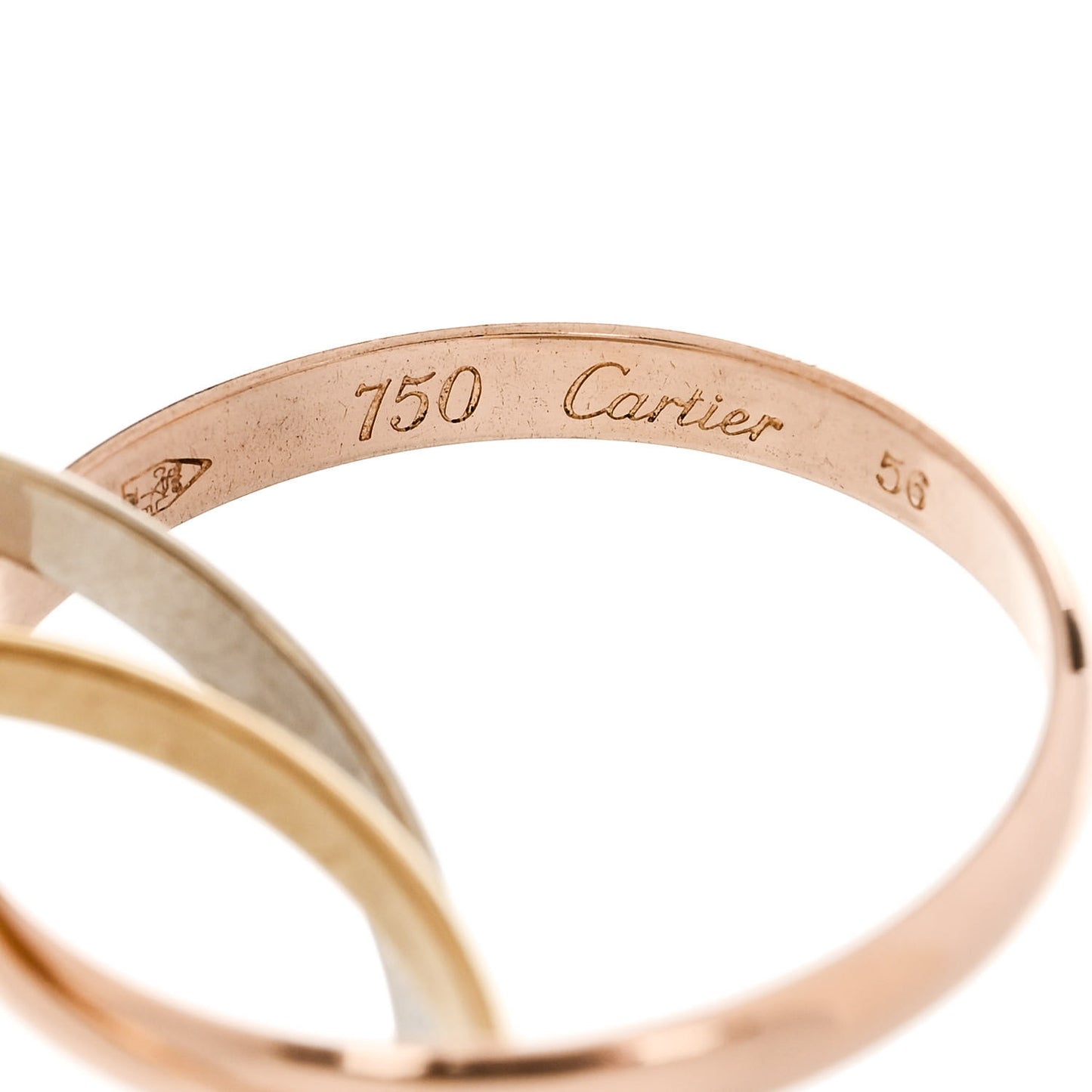 18K Pink Yellow White Gold Small Trinity Ring 56 7.5