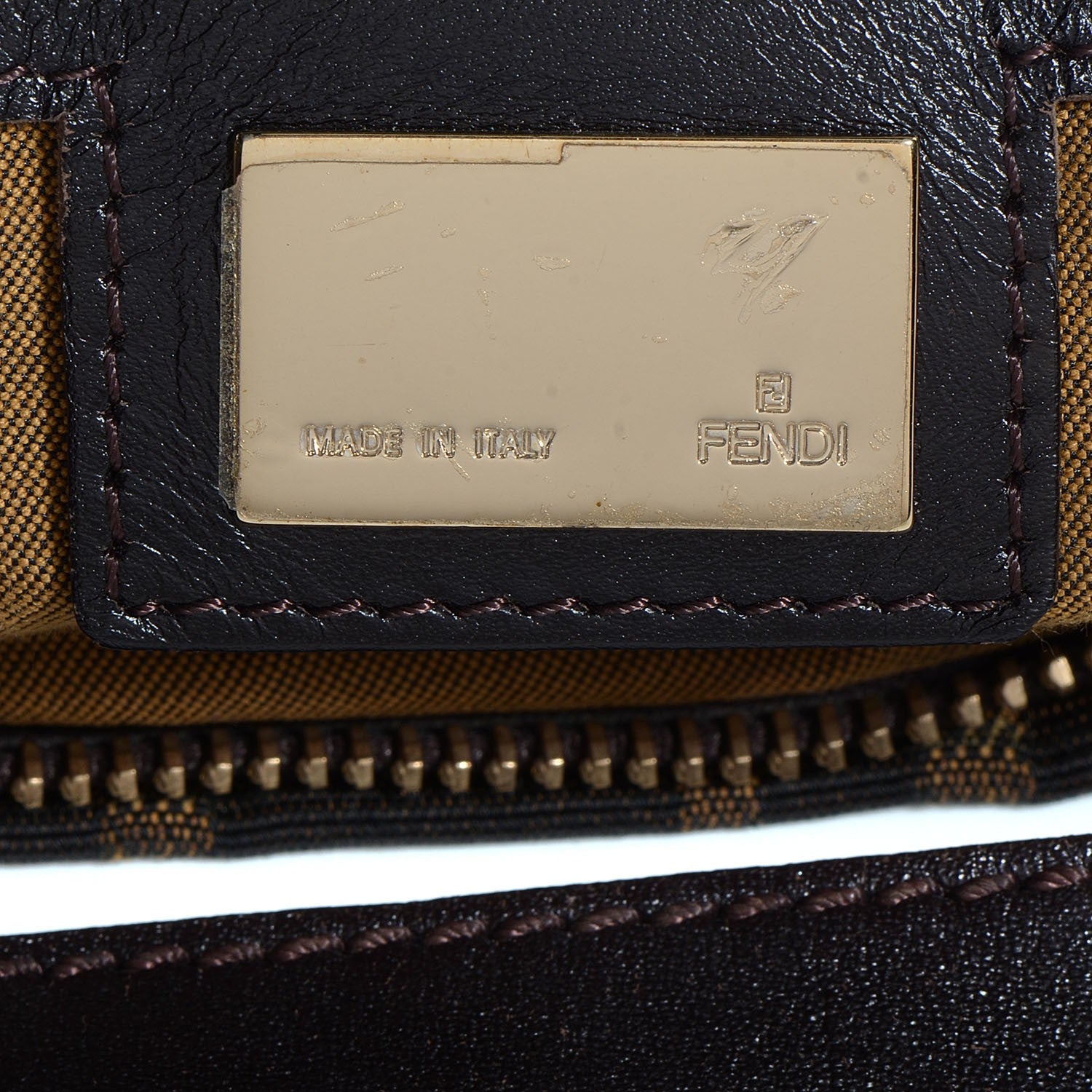 Fendi Zucca Cuoio Lucido Chef Hobo Tobacco Moro 6 of 9