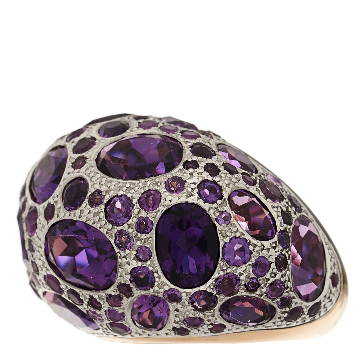 18K Rose Gold Sterling Silver Amethyst Tabou Ring 54 7
