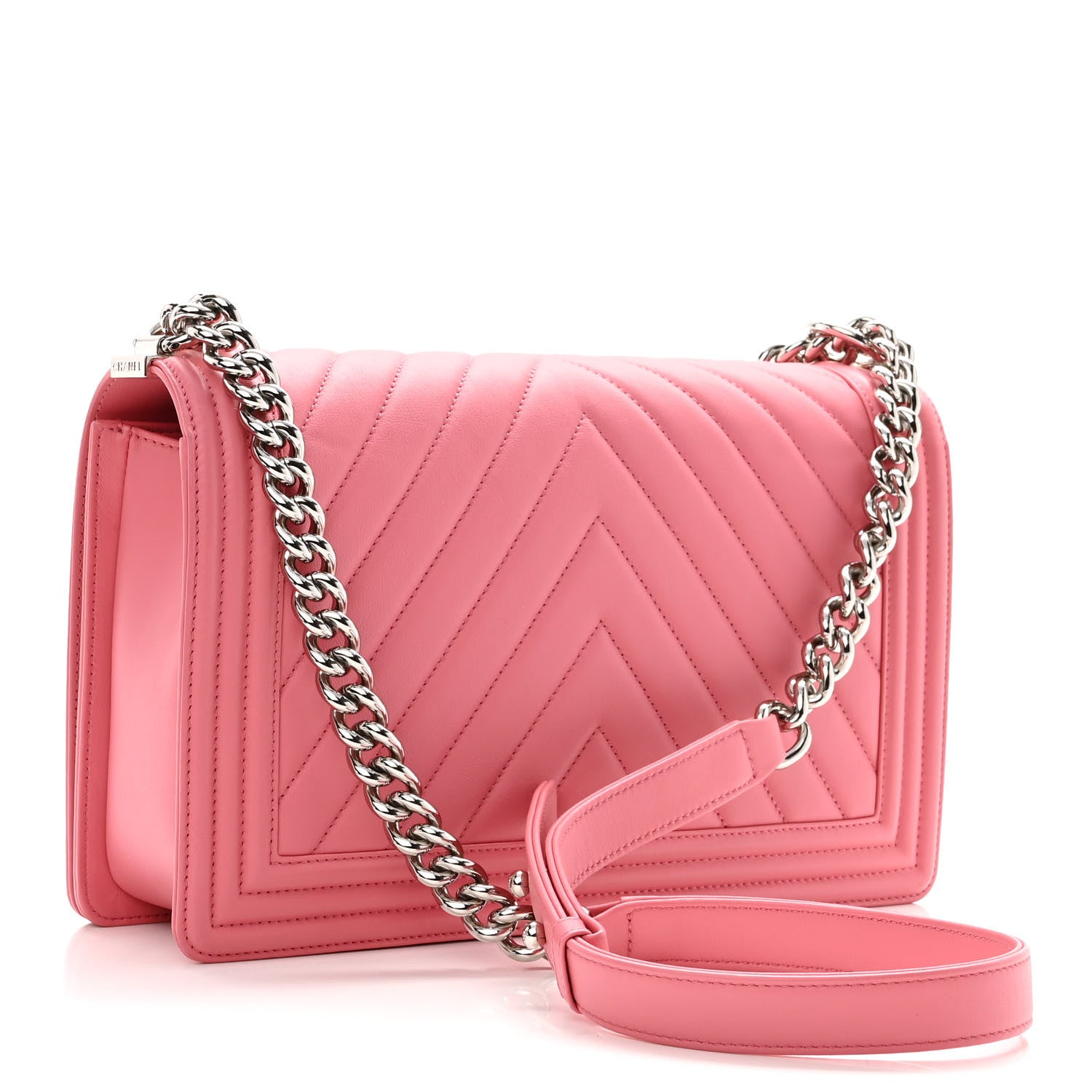 Chanel Calfskin Chevron Quilted New Medium Boy Flap Pink 3 of 10