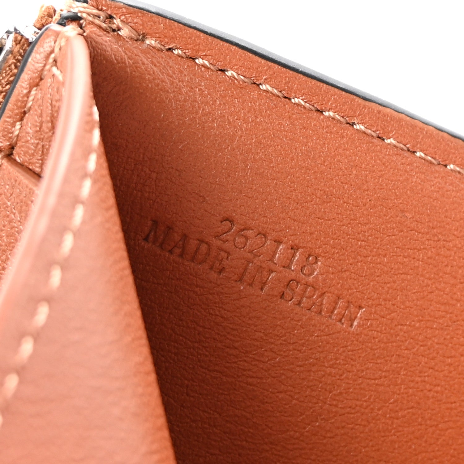 Loewe Pebble Grain Calfskin Anagram Small Vertical Wallet Tan 7 of 8