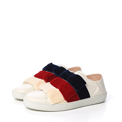 Gucci Calfskin Womens Velvet Bow Ace Sneakers 36 White 3 of 8